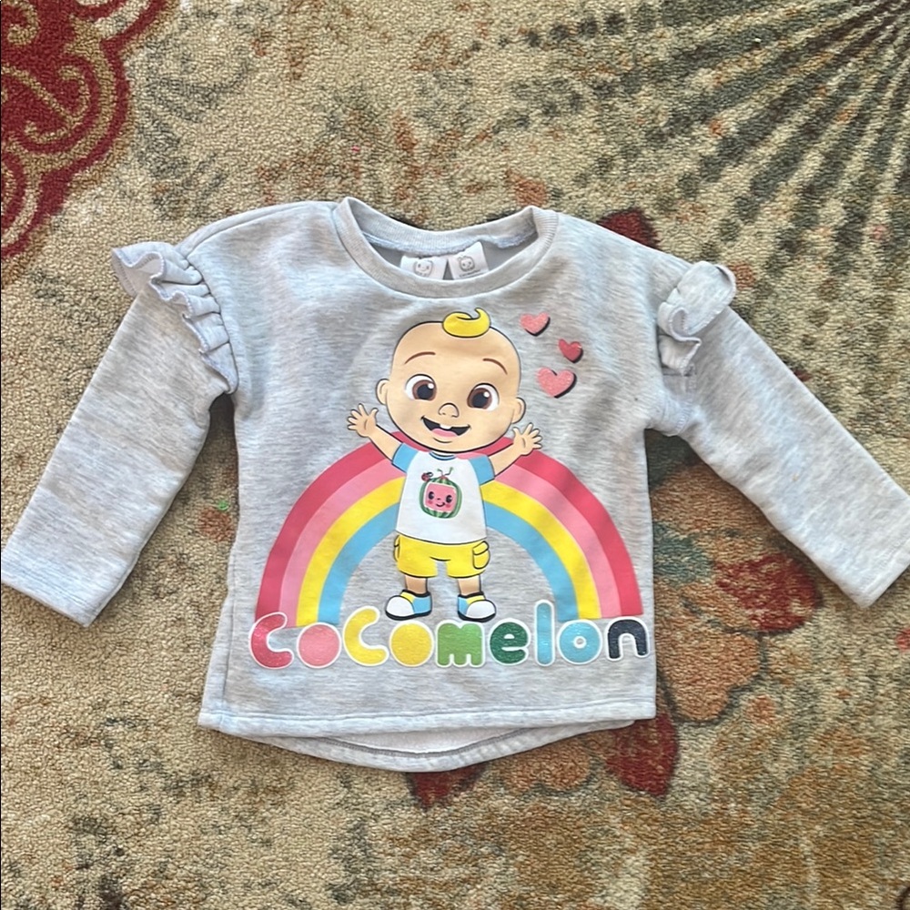 Gray Kids Cocomelon Shirt with Rainbow Design